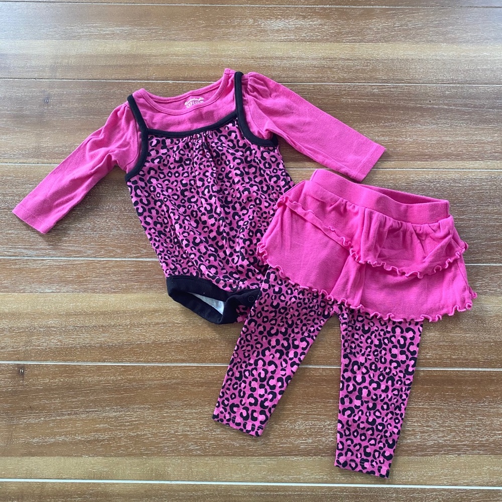 Garanimals pink & black leopard print 2-piece set